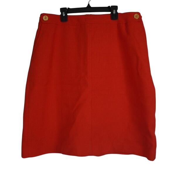 Talbots Red Tulip Skirt Cotton Lined Gold Buttons 2 Pockets Sz 14W Holiday Party - Picture 6 of 13